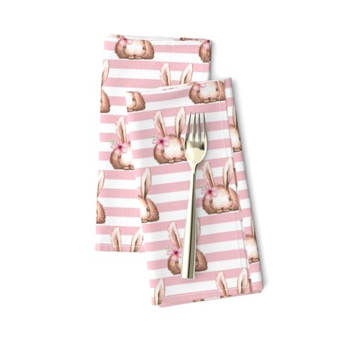 Sweet Baby Bunny Pink Stripe Woodlan Spoonflower