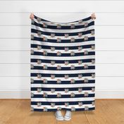 Navy Stripe with Vintage Flowers