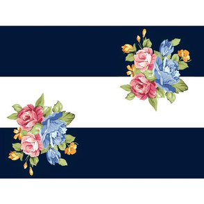 Navy Stripe with Vintage Flowers