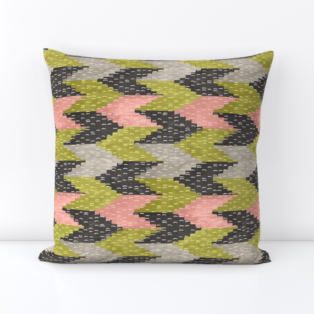 Kilim Weaving Structure Green & Blush