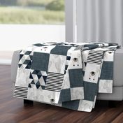 watercolor llamas patchwork wholecloth // slate and navy