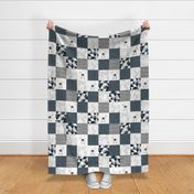 watercolor llamas patchwork wholecloth // slate and navy