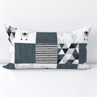 watercolor llamas patchwork wholecloth // slate and navy