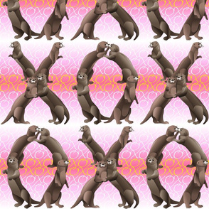 Otters Hugs and Kisses Pink