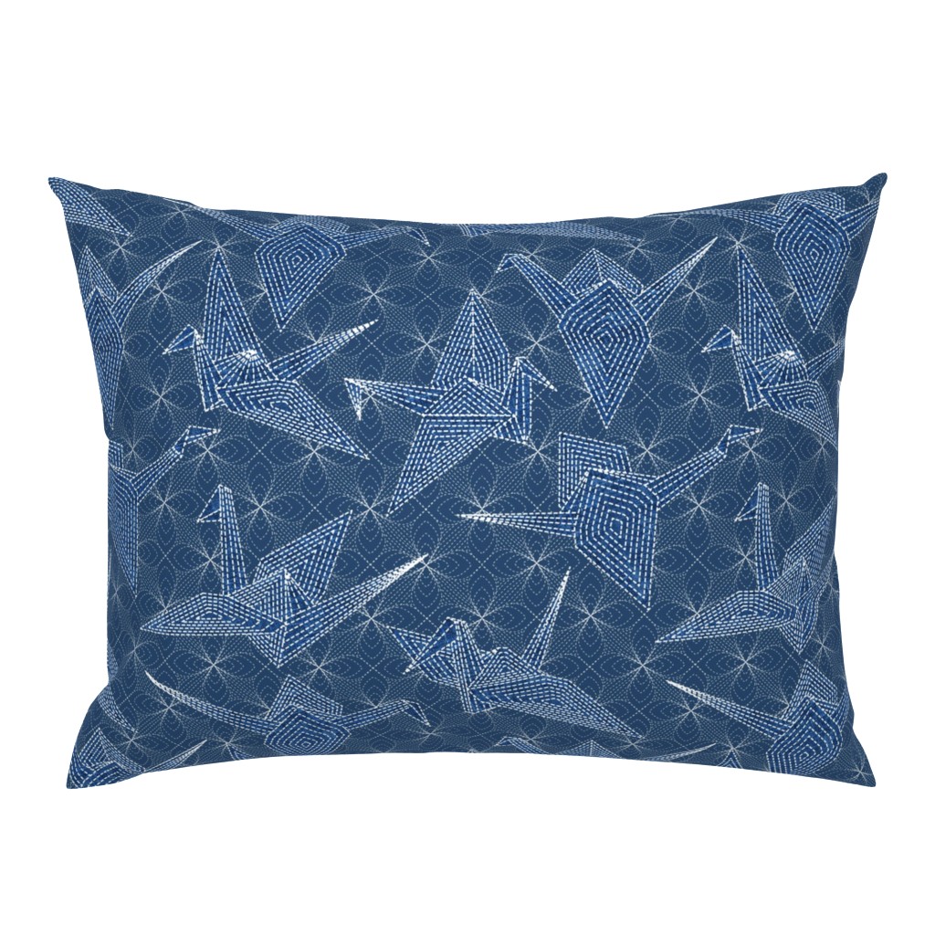 sashiko blue cranes 