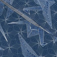 sashiko blue cranes 