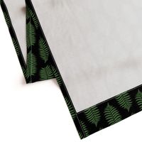 Medium Fern Green Fern Leaf Silhouettes on Black