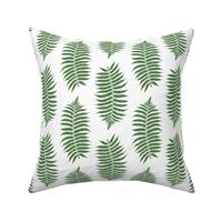 Medium Fern Green Fern Leaf Silhouettes on White