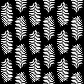 Medium White Fern Leaf Silhouettes on Black