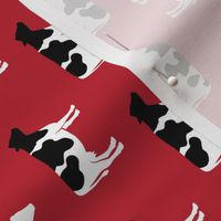 cows on red - farm fabric (90)