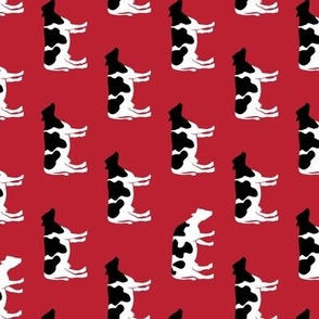 cows on red - farm fabric (90)