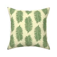 Medium Fern Green Fern Leaf Silhouettes on Lemon Chiffon Yellow