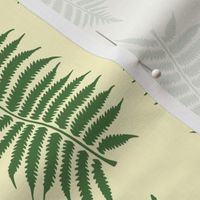 Medium Fern Green Fern Leaf Silhouettes on Lemon Chiffon Yellow