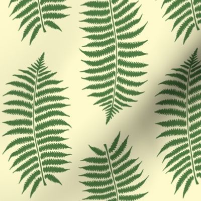 Medium Fern Green Fern Leaf Silhouettes on Lemon Chiffon Yellow