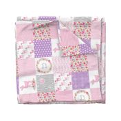 Dearly Loved Fawn Cheater Quilt Fabric - Baby Girl Nursery (pink lavender gray) ROTATED