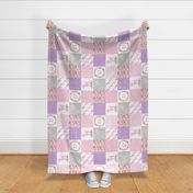 Dearly Loved Fawn Cheater Quilt Fabric - Baby Girl Nursery (pink lavender gray) ROTATED