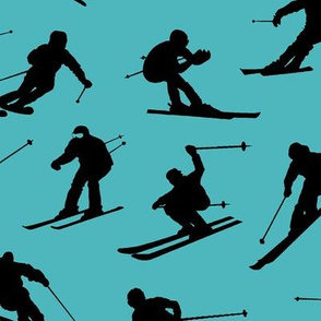 Skiers on Turquoise // Large