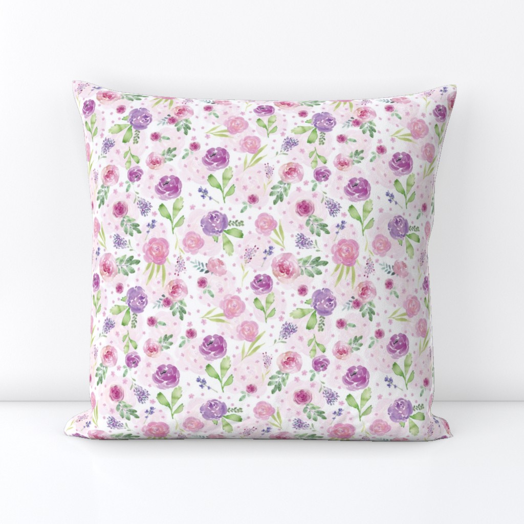 Lavender and Light Pink Spring Summer Watercolor Floral