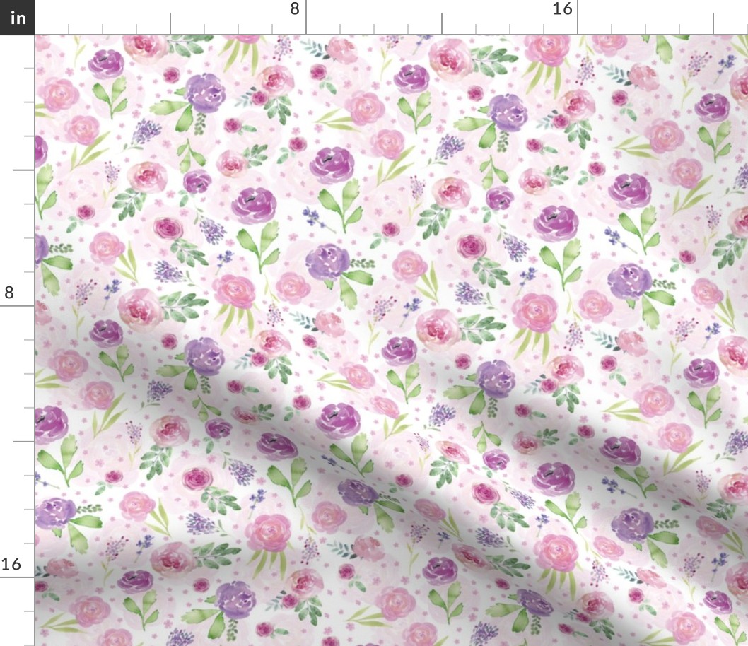 Lavender and Light Pink Spring Summer Watercolor Floral