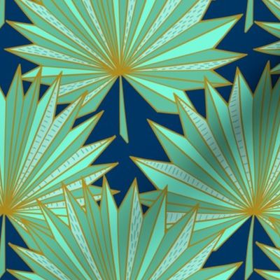 Fan Ori-palm//Origami palm leaf (navy) N1