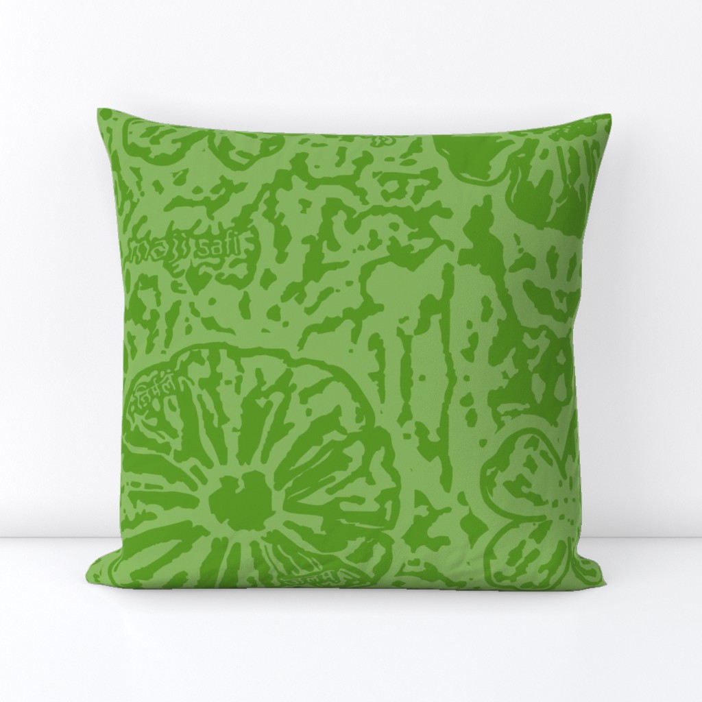 24" LARGE Kelly Green Floral Block Print