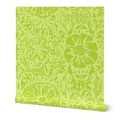 24" LARGE Kiwi/Celery Floral Block Print