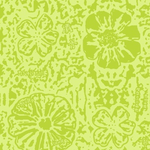 24" LARGE Kiwi/Celery Floral Block Print