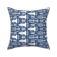 Rocket Science Damask (Navy and White Rotated)