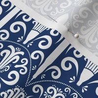 Rocket Science Damask (Navy and White Rotated)