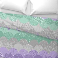 Large Scallop Sea (Purple, Mint, Silver)