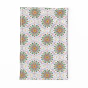 Loopy Loom Flowers With Pastel  Speckles on White - Large Scale