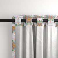 Loopy Loom Flowers With Pastel  Speckles on White - Large Scale