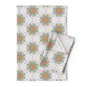 Loopy Loom Flowers With Pastel  Speckles on White - Large Scale