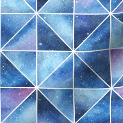 Geometric Watercolour Galaxy Squares and Triangles