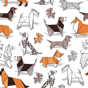 Small scale // Origami doggie friends // white background paper Chihuahuas Dachshunds Corgis Beagles German Shepperds Collies Poodles Terriers Dalmatians 