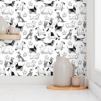 Small scale // Origami doggie friends // white background coloring paper Chihuahuas Dachshunds Corgis Beagles German Shepherds Collies Poodles Terriers Dalmatians 