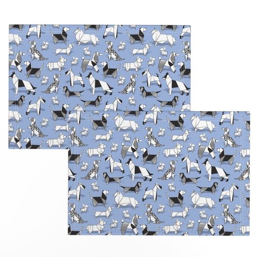 Small scale // Origami doggie friends //  blue lavander background paper Chihuahuas Dachshunds Corgis Beagles German Shepherds Collies Poodles Terriers Dalmatians 