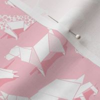 Small scale // Origami doggie friends // pastel pink background paper Chihuahuas Dachshunds Corgis Beagles German Shepherds Collies Poodles Terriers Dalmatians 