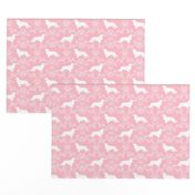 cavalier king charles spaniel silhouette floral dog breed fabric pink