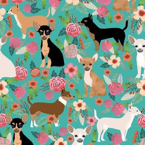 chihuahua dog breed floral pure breed pet fabric minty