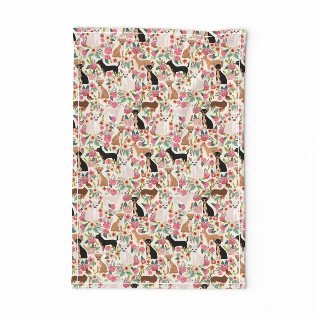 chihuahua dog breed floral pure breed pet fabric cream