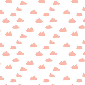 peach clouds fabric // peach and white baby nursery design by andrea lauren