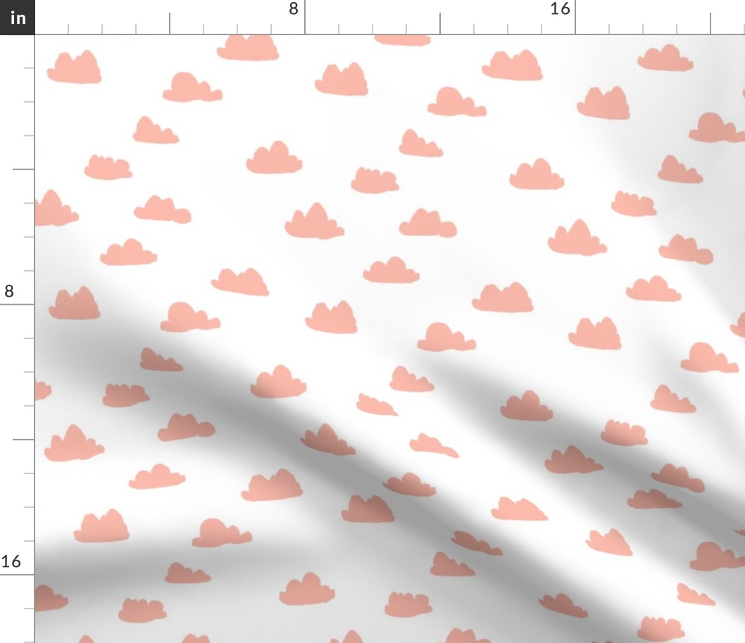 peach clouds fabric // peach and white baby nursery design by andrea lauren