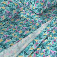 Watercolour Squares and Triangles - teal, pink and yellow