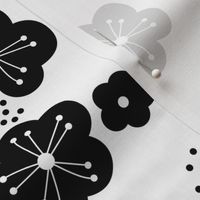 Sweet minimal style cherry blossom spring summer design black and white botanical monochrome