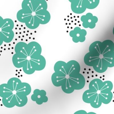 Sweet minimal style cherry blossom spring summer design soft mint green