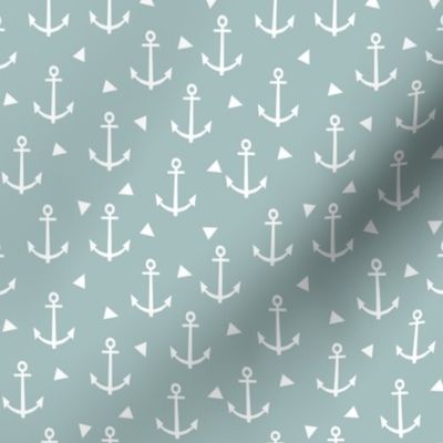 blue anchor design - nautical triangle fabric