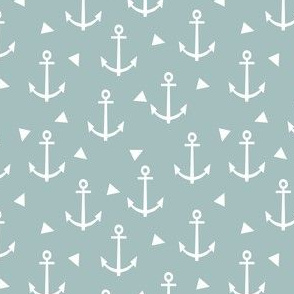 blue anchor design - nautical triangle fabric