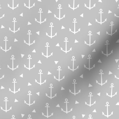 grey anchor design - anchor nautical fabric