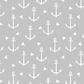 grey anchor design - anchor nautical fabric